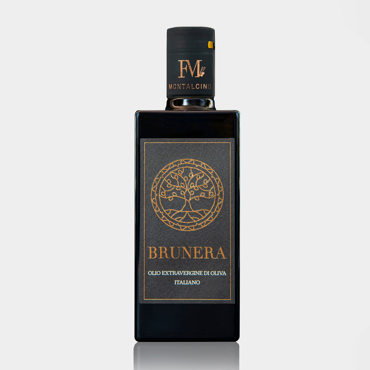 BRUNERA olive oil bottle, front and back view